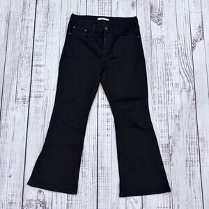 Levi’s 726 High Rise Flare Jeans Women 30 Black Cropped Stretch Y2K